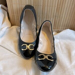 Cole Haan leather Black Ballet with gold Buckle women size 5